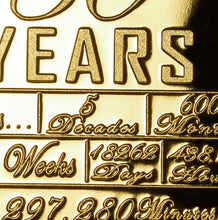 Load image into Gallery viewer, Your 50th Wedding Anniversary - Hours, Minutes etc - 24ct Gold with Gemstone