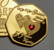 Load image into Gallery viewer, Your 50th Wedding Anniversary - Hours, Minutes etc - 24ct Gold with Gemstone
