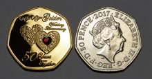 Load image into Gallery viewer, Your 50th Wedding Anniversary - Hours, Minutes etc - 24ct Gold with Gemstone