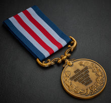 Load image into Gallery viewer, On Our 5th Wooden Wedding Anniversary Medal in Case - Antique Gold