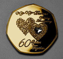 Load image into Gallery viewer, On Your 60th Wedding Anniversary - 24ct Gold with Diamante