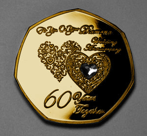On Your 60th Wedding Anniversary - 24ct Gold with Diamante