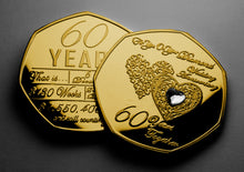 Load image into Gallery viewer, On Your 60th Wedding Anniversary - 24ct Gold with Diamante