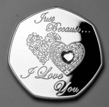 Load image into Gallery viewer, Just Because... I Love You - Silver with White Diamante