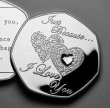 Load image into Gallery viewer, Just Because... I Love You - Silver with White Diamante