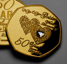 Load image into Gallery viewer, Your 50th Wedding Anniversary - Hours, Minutes etc - 24ct Gold with Gem