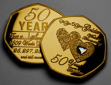 Load image into Gallery viewer, Your 50th Wedding Anniversary - Hours, Minutes etc - 24ct Gold with Gem