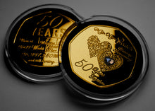 Load image into Gallery viewer, Your 50th Wedding Anniversary - Hours, Minutes etc - 24ct Gold with Gem