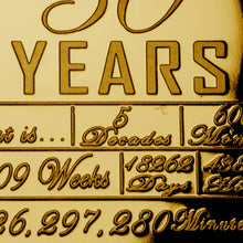 Load image into Gallery viewer, Your 50th Wedding Anniversary - Hours, Minutes etc - 24ct Gold with Gem