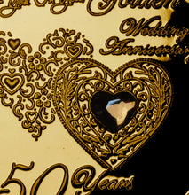Load image into Gallery viewer, Your 50th Wedding Anniversary - Hours, Minutes etc - 24ct Gold with Gem