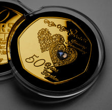 Load image into Gallery viewer, Your 50th Wedding Anniversary - Hours, Minutes etc - 24ct Gold with Gem