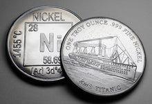 Load image into Gallery viewer, .999 Nickel Round - 1 Troy Ounce (31.1g) - RMS TITANIC