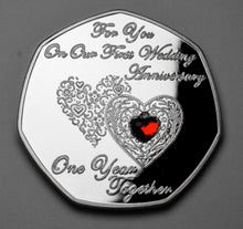 Load image into Gallery viewer, On Our First Wedding Anniversary - Red Diamante - Silver