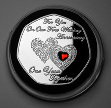 Load image into Gallery viewer, On Our First Wedding Anniversary - Red Diamante - Silver