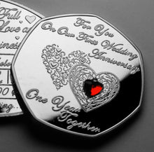 Load image into Gallery viewer, On Our First Wedding Anniversary - Red Diamante - Silver