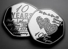 Load image into Gallery viewer, On Your 10th Wedding Anniversary (Days, Hours, Minutes etc) - Silver