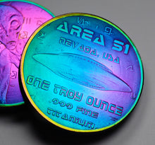 Load image into Gallery viewer, .999 Titanium Round - 1 Troy Ounce (31.1g) - AREA 51, ALIEN -IRIDESCENT