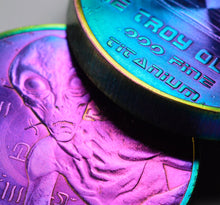 Load image into Gallery viewer, .999 Titanium Round - 1 Troy Ounce (31.1g) - AREA 51, ALIEN -IRIDESCENT