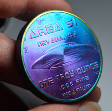Load image into Gallery viewer, .999 Titanium Round - 1 Troy Ounce (31.1g) - AREA 51, ALIEN -IRIDESCENT