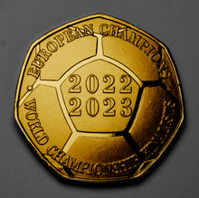 Load image into Gallery viewer, Women's Football LIONESSES Dual Date 2022 2023 - 24ct Gold in Presentation Case