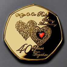 Load image into Gallery viewer, On Our 40th Wedding Anniversary (years, minutes etc.) - 24ct Gold with Gem