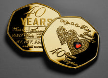 Load image into Gallery viewer, On Our 40th Wedding Anniversary (years, minutes etc.) - 24ct Gold with Gem