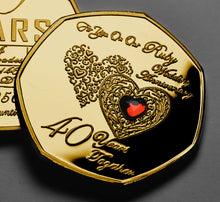 Load image into Gallery viewer, On Our 40th Wedding Anniversary (years, minutes etc.) - 24ct Gold with Gem