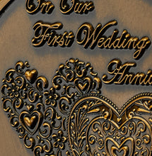 Load image into Gallery viewer, On Our First Wedding Anniversary Medal - Antique Gold