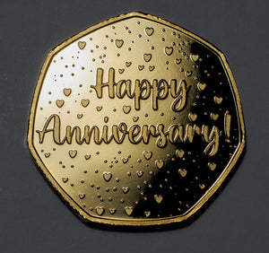 Happy Anniversary 'I Love You' with Gemstone - 24ct Gold