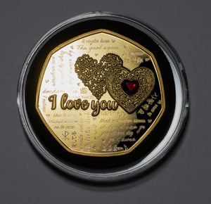Happy Anniversary 'I Love You' with Gemstone - 24ct Gold