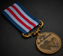 Load image into Gallery viewer, On Our 5th Wooden Wedding Anniversary Medal in Case - Antique Gold