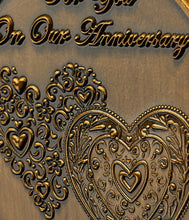 Load image into Gallery viewer, On Our 5th Wooden Wedding Anniversary Medal in Case - Antique Gold