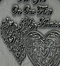 Load image into Gallery viewer, On Our First Anniversary Medal - Antique Silver