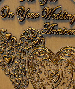 On Your Wedding Anniversary Medal - Antique Gold