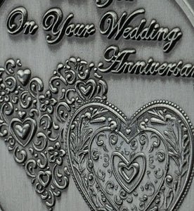 On Your Wedding Anniversary Medal - Antique Silver