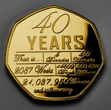 Load image into Gallery viewer, On Our 40th Wedding Anniversary (years, minutes etc.) - 24ct Gold with Gem