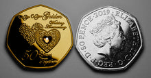 Load image into Gallery viewer, Your 50th Wedding Anniversary - Hours, Minutes etc - 24ct Gold with Gem