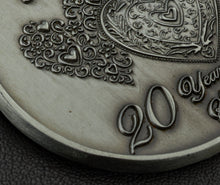 Load image into Gallery viewer, On Our 20th Porcelain Wedding Anniversary Medal in Case - Antique Silver