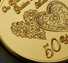 Load image into Gallery viewer, On Your 50th Golden Wedding Anniversary Medal in Case - Polished 24ct Gold