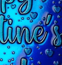 Load image into Gallery viewer, Happy Valentines Day 'I Love You' - Silver with Blue Enamel. Diamante
