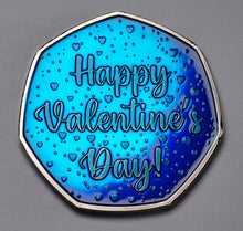 Load image into Gallery viewer, Happy Valentines Day 'I Love You' - Silver with Blue Enamel
