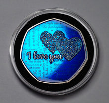 Load image into Gallery viewer, Happy Valentines Day 'I Love You' - Silver with Blue Enamel
