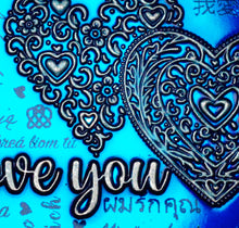 Load image into Gallery viewer, Happy Valentines Day 'I Love You' - Silver with Blue Enamel