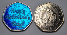 Load image into Gallery viewer, Happy Valentines Day 'I Love You' - Silver with Blue Enamel