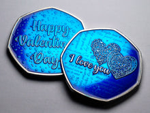 Load image into Gallery viewer, Happy Valentines Day 'I Love You' - Silver with Blue Enamel