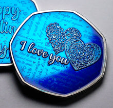 Load image into Gallery viewer, Happy Valentines Day 'I Love You' - Silver with Blue Enamel