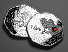 Load image into Gallery viewer, Happy Birthday 'I Love you' with Gemstone - Silver