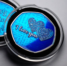 Load image into Gallery viewer, Happy Valentines Day 'I Love You' - Silver with Blue Enamel
