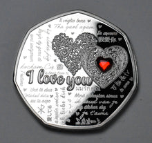 Load image into Gallery viewer, Happy Valentines Day 'I Love You' - Silver with Red Diamante Gemstone