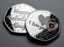 Load image into Gallery viewer, Happy Valentines Day 'I Love You' - Silver with Red Diamante Gemstone